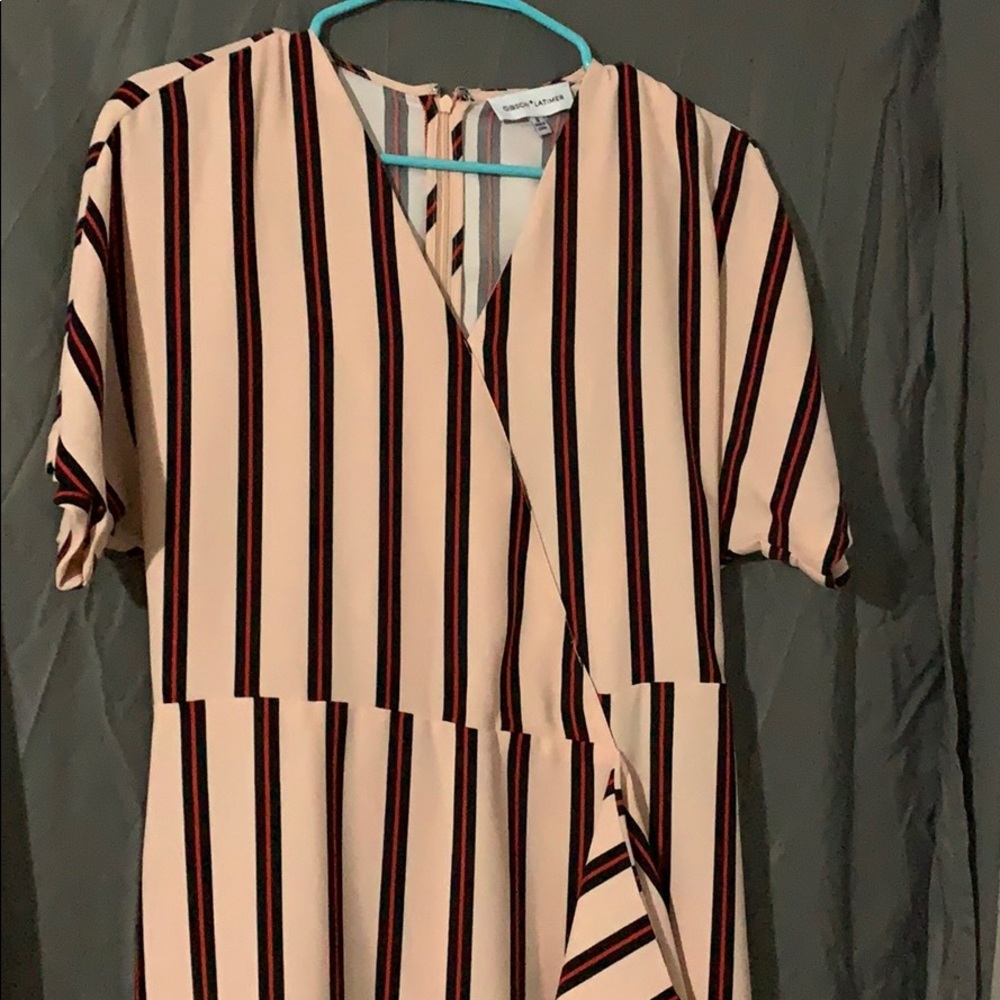 Striped, wrap look dress